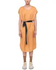 Theory Belted Silk-Blend Midi Dress