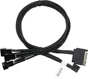 PWM Fan Splitter Adapter Cable 1 to 3 with SATA Power Adapter, Sleeved Nylon Braided Cord Y Splitter Computer PC 4 Pin Fan Extension Power Cable 1 to 3 Converter, 43CM (Gen 2)