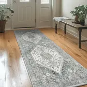 Machine Washable Non Slip Runner Rugs for Hallway Corridor, Thin 2X10 Ash Gray