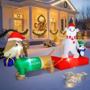 Christmas Dog Sled Polar Bear Penguin Sleigh Airblown Inflatable Decor Blow Up