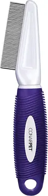 Pet Brush for Flea and Tick Removal, 1/2" Stainless Steel Comb with Memory Grip