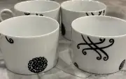 4 Pottery Barn FEZ Porcelain Cups, Coffee Or Tea! No Saucers