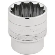 Draper HI-TORQ 1/2"D 30mm 12 Point Chrome Socket Standard Length 33586