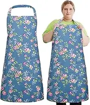 Plus Size Floral Aprons for Women, Adjustable Kitchen Aprons with 2 Pockets Vintage Floral Aprons Gifts, 39 x 39 in