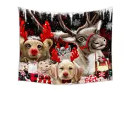 Funny Christmas Santas Reindeer Animals Tapestry