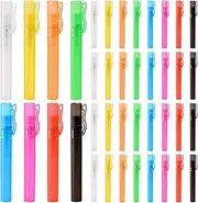 Lawei 40 Pack Mini Portable Travel Spray Bottle, 10ml 1/3oz Pen Clip Fine Mist Perfume Atomizer, Small Empty Frosted Sample Tube, Refillable Plastic Hand Pump Spray Container for Makeup, 8 Colors