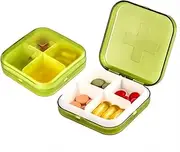 Portable Pill Case - Travel Pill Organizer Large Small Pill Case Travel Pill Holder 4 Grids Pill Box (Green)