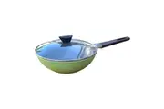 Neoflam Nature+ 30cm Wok Pan Induction Apple Green with glass lid