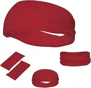 FJWSLCH Amaranth red Headbands for Women Men Non Slip Workout Sweatbands Adjustable Sports Hair Bands Elastic Head Bands Moisture Wicking Hairband for Running, Cycling, Yoga, Spa