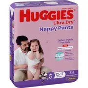 Huggies Ultra Dry Nappy Pants Girls Size 5 (12-17kg) 54 pack