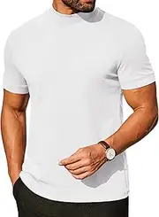 [COOFANDY] Mens Mock Turtleneck Shirts Casual Premium Cotton Short Sleeve Shirt 2025 Basic Half Neck T-Shirts
