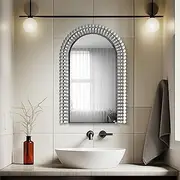 [QDSSDECO] Arch Wall Mirror Jeweled Accent Mirror for Wall Decor for Living Room,Bathroom,Entryway,Passageway,24"x36"