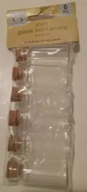 (*Mini Glass Bottles* Jars) Vials Container w/ Cork 6pc