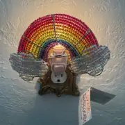 Beadworx Glass Beads NWT Beaded Wire Rainbow Clouds Wall Mount Night Light Works