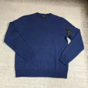 New Christian Lacroix Sweater Mens Medium Pullover Cashmere Blue Casual Adult