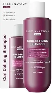 Bare Anatomy Curl Defining Shampoo | Curl Retention & 2X Frizz Protection For 48 Hours | Powered By Coconut Oil, Hyaluronic Acid & Castor Oil | Sulphate & Paraben Free | Women & Men | 250 ml