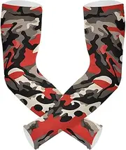 [Yoogain] UV Protection Arm Compression Sleeve Camouflage Red Compression Sleeve Cooling Feeling Two Way Wearing Styles cubre brazos, Camouflage Red