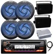 JVC Marine CD Receiver, Amp, 4x 6.5" LED + 2x 3.5" Speakers (Black), Antenna
