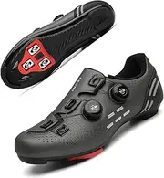 Cycling Shoes Men & Women - MTB & Road Bike Shoes with SPD SL & Look Delta Click System, Compatible with Peloton Bike, Spinning Shoes, Grey, Gray, 8 US