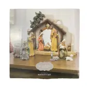 Vtg St. Nicholas Square Brand New 10 Pc Nativity Set Holiday Christmas Decor