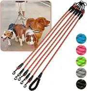 Dog Double Leashes,Comfortable Dog Leash with Reflective,No Tangle Triple Leash for Dogs (Orange Five Leashes)