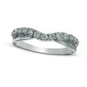 Previously Owned - 0.38 CT. T.W. Natural Diamond Twist Contour Anniversary Band in Solid 14K White Gold