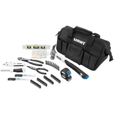 NEW HART 90-Piece Household Tool Kit with Tool Kit-Bag-HHTK001