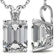 [Generic] Customize Jewel IGI 5.0 Carat Emerald Cut Lab Created Diamond Solitaire Vintage Scroll Pendant In 14k White Yellow Rose Gold For Women,H-VS2, Medium, Gemstone, Created Diamond