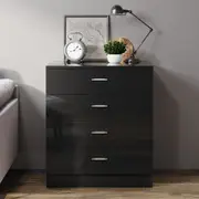 ELEGANT Four Drawer Bedside Table 40x60x68.5cm Black