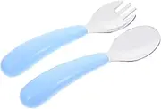 JEWEDECO Stainless Steel Toddler Cutlery 2pc Spoon Fork Set Non-Slip to Clean for Baby Weaning and Mealtime Training