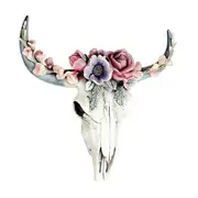 Resin Cow Skull Head Wall Hanging Decor,Flower Cow Skull Wall Decor,S As Shown