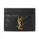 YSL MONOGRAM系列V字縫線魚子醬牛皮名片夾（黑/金）_廠商直送