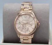 NEW AUTHENTIC MICHAEL KORS RILEY ROSE GOLD CRYSTAL CHRONO WOMEN MK6656 WATCH