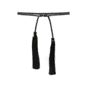 [Forte Forte] Forte Forte Braided Crystal-embellished Belt ONE SIZE BLACK