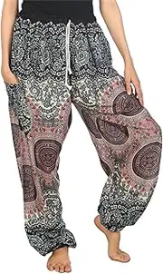 [Lofbaz] Women's Peacock Printed Drawstring Harem Pants