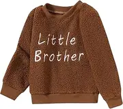 [CARETOO] Toddler Boys Sweatshirt Crewneck Pullover Top Lambswool Embroider Outfit Baby Fall Winter Long Sleeve Warm Outwear