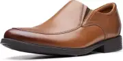 Clarks Men's Whiddon Step Plain Oxford Dress Shoes Dark Tan Leather Size 7