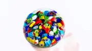M Design Art Mouth Blown Snow Mix Millefiori Art Glass Paperweight PW-1132