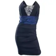 Badgley Mischka Vintage Avant Garde Black Navy Blue Sequin Mini Dress sz 14 $475