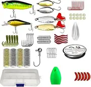 Fishing accessories set, fishing tackle box, 127 pieces multifunctional fishing tackle set, metal spoon fishing mixed hard bait and soft bait set for anglers ocean and lake