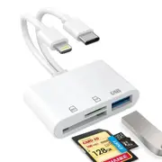 SD Card Reader for iPhone,iPad,USB C and Lightning Dual Port SD Card Adapter,Memory Card Reader,Support SD,Micro SD,USB 3.0,No App Driver Required