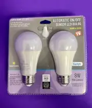 2X Dusk to Dawn LED LIGHT Automatic On/Off Sensor LED Bulbs “ As Seen On TV”