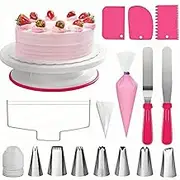 Jindizi 35pcs Cake Decorating Supplies with Cake Turntable,Icing Tips, Cake Decorating Kit,Modeling Tools,Icing Smoothers, Pastry Bags and Other Cake Decorating Accessories for Beginners.