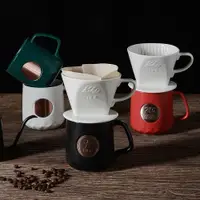 在飛比找ETMall東森購物網優惠-手沖陶瓷咖啡杯套裝扇形三孔過濾泡茶水杯廣告活動禮品銘牌杯子