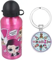 LOL Characters Aluminium Sports Bottle 400ml - Holiday, Back to School Water Drinking Kids Lunch Children Includes LOL Keychain