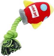 Interactive Squeaky Dog Rope Toy – Tough Rocket Design Chew for Puppies and Large Dogs, Sturdy Built Tugging Teeth Cleaning | Durable Play Medium Pets, Ideal Training, Chewing, Active Fun