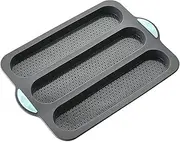 LeoLeozz Silicone Bread Mold, Non-Stick Loaf Pan Sandwich Baking Liner, 3 Grids Quick Release Professional Bakeware Baking Mould, Silicone Heat Resistant Bread Pan for Baking