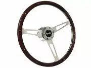 1960-73 Chevrolet Truck 6-Bolt 15" Espresso Wood Steering Wheel Kit, White SS (for: Chevrolet)