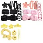Absorbent Bowknot Headband with Wristbands Ornament for Women s Skincare Routine