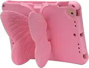 Nexue iPad 10.2 & 10.5 Case for Kids, iPad 9th/8th/7th Generation 10.2" 2021 2020 2019 Case,360 Degree Rotating Butterfly with Handle/Kickstand EVA Foam Lightweight Stand Cover (Pink)